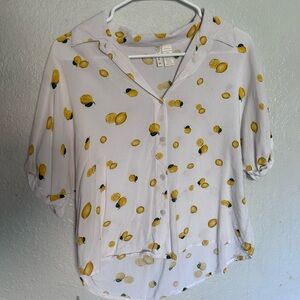 Japna Lemon Print modal Button-Up Blouse